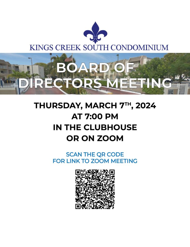 Kings Creek South CondominiumZoommeetingnotice Kings Creek South
